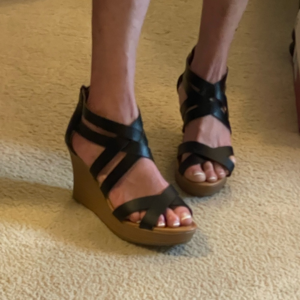 NEW Ana wedge sandals, black size 9.5 - Picture 2 of 2